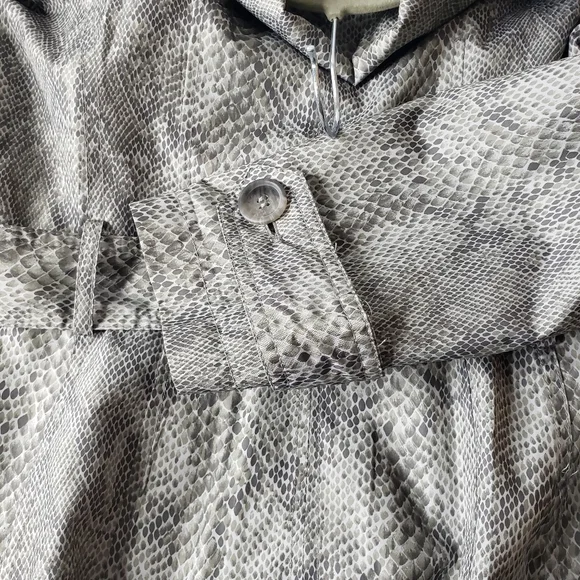 Vtg Snake Print Y2K 80's Trench Coat Rain Double Breast Mod Animal Spy Grunge  S - Picture 13 of 17